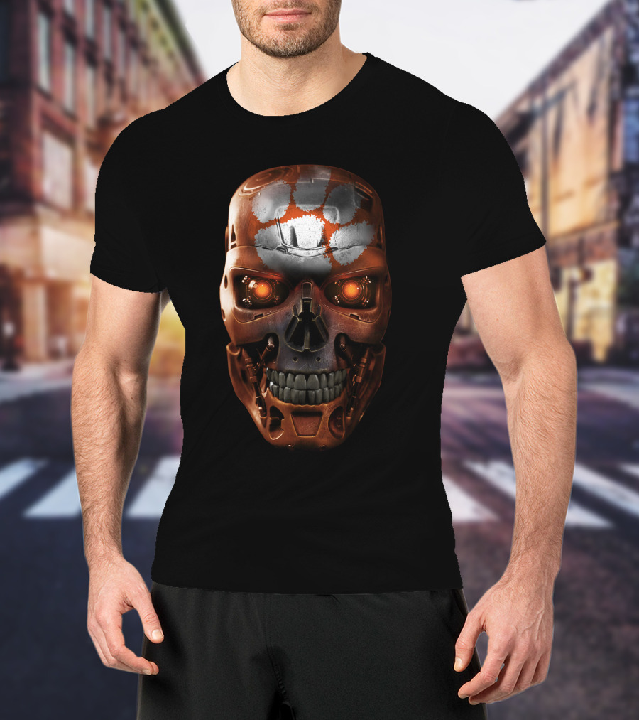 SKULL Love Terminator Endoskeleton With Paw Print Marking T-Shirt