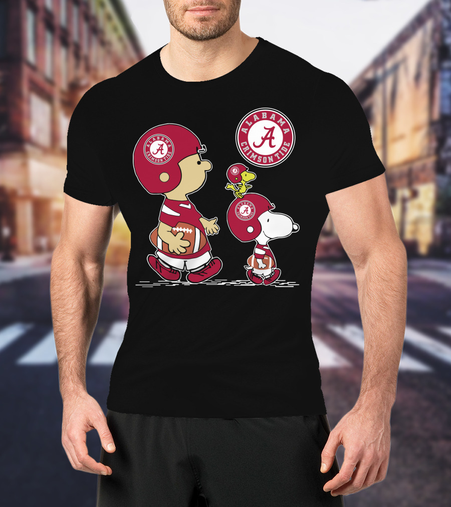 Alabama Crimson Tide Football Peanuts Characters Woodstock And Snoopy T-Shirt