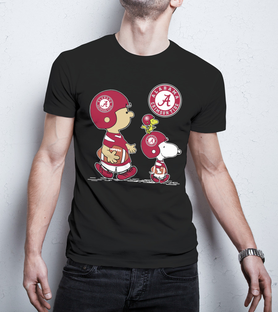 Alabama Crimson Tide Football Peanuts Characters Woodstock And Snoopy T-Shirt