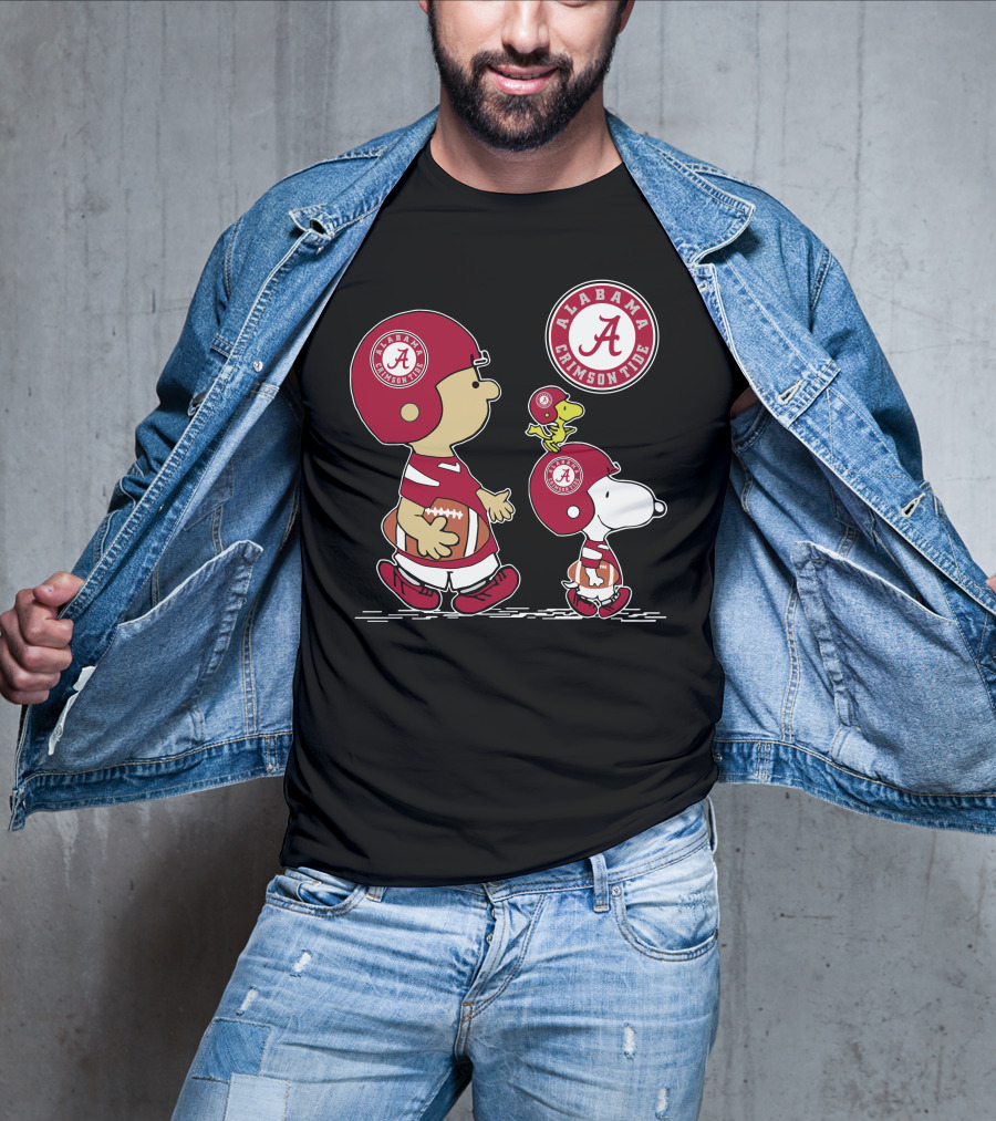 Alabama Crimson Tide Football Peanuts Characters Woodstock And Snoopy T-Shirt