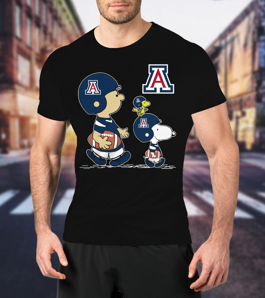 Arizona Wildcats Peanuts Snoopy Charlie Brown Woodstock Football Helmet T-Shirt