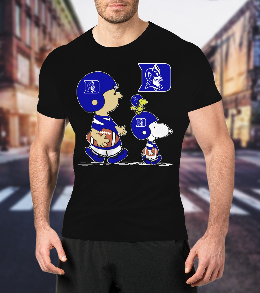Duke Blue Devils Football Peanuts Characters Team T-Shirt