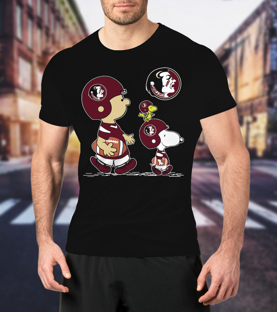 Florida State Seminoles Football Helmets Peanuts Characters T-Shirt