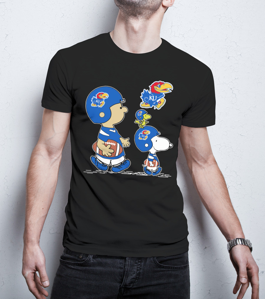 Peanuts Characters Kansas Jayhawks Football Fan Gear T-Shirt