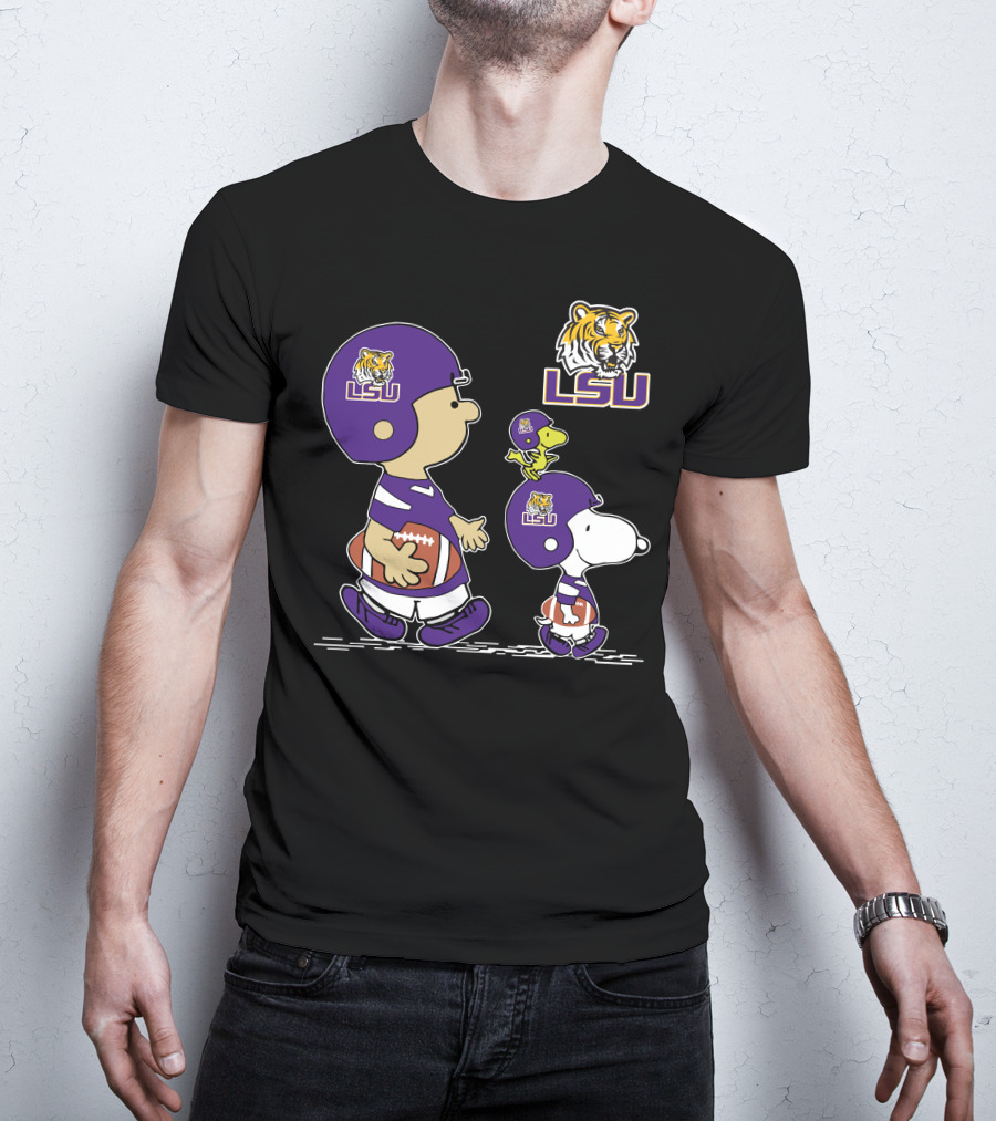 LSU Tigers Football Peanuts Characters Helmet T-Shirt