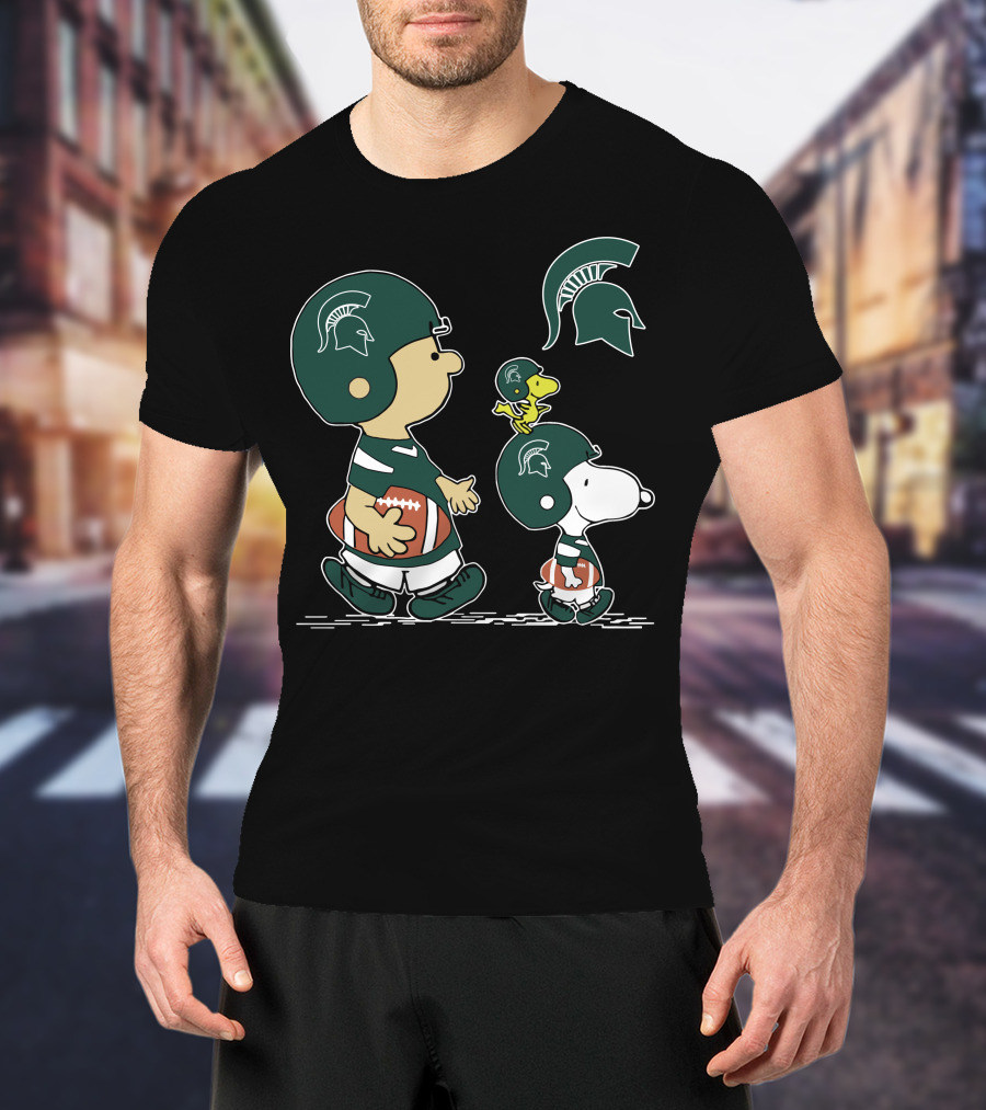 Michigan State Spartans Peanuts Characters Football T-Shirt