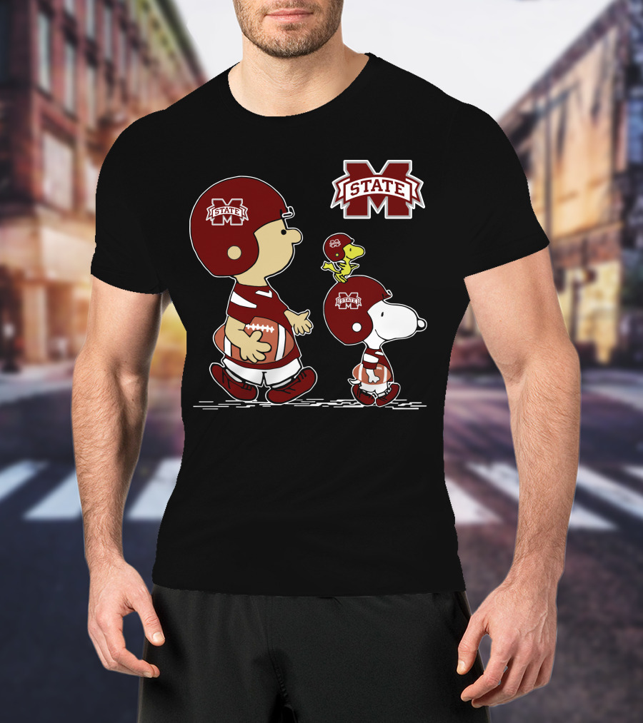 Mississippi State Bulldogs Football Team Characters With Helmets And Footballs T-Shirt