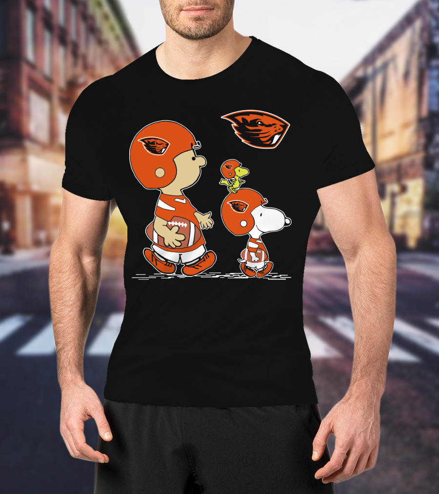 Snoopy And Oregon State Beavers Football Peanuts Characters T-Shirt