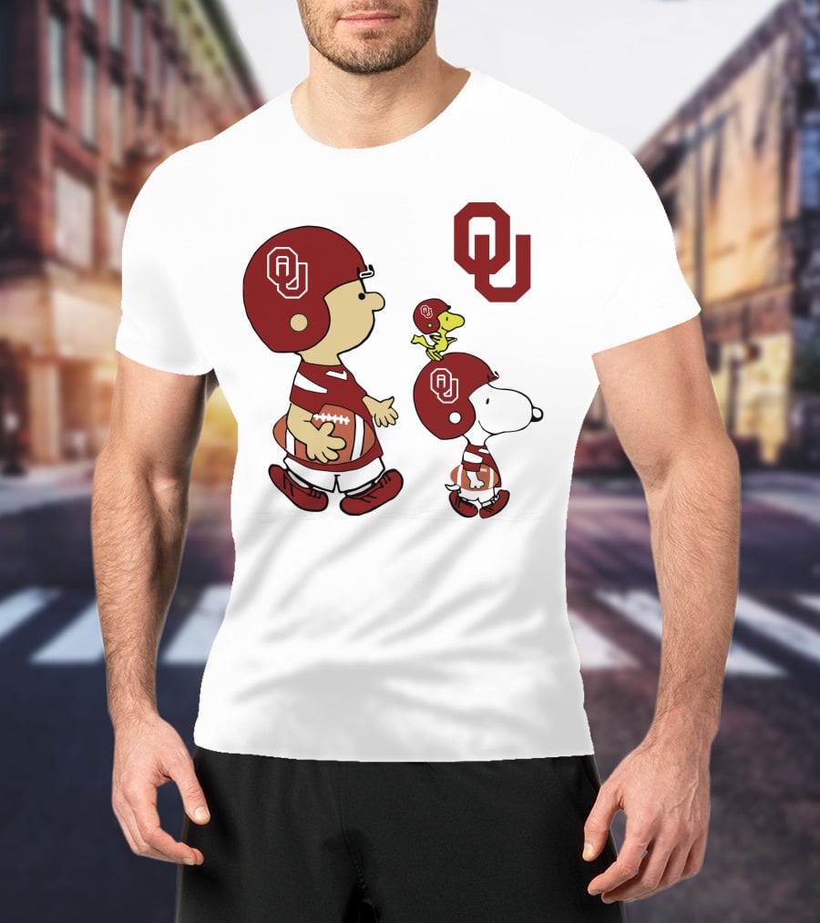 OU Sooners Football Characters With Helmets And Football T-Shirt