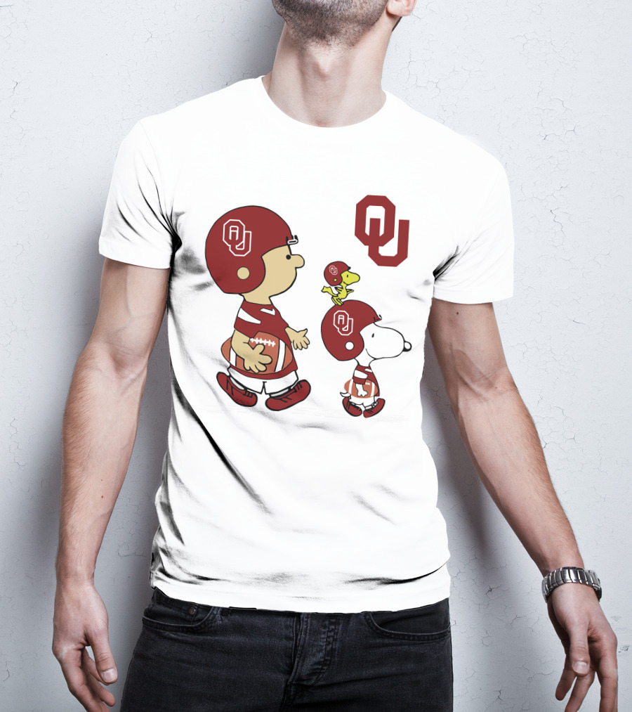OU Sooners Football Characters With Helmets And Football T-Shirt