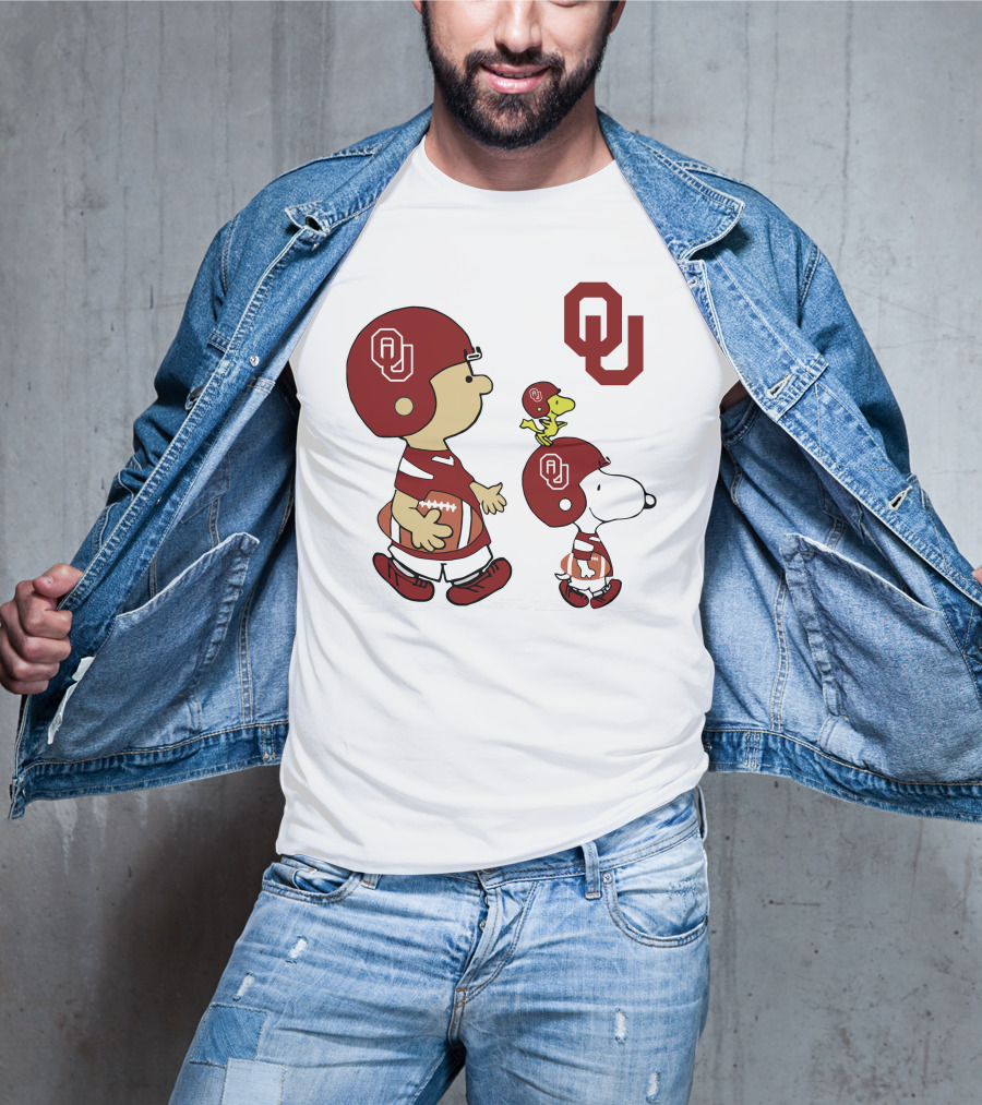 OU Sooners Football Characters With Helmets And Football T-Shirt