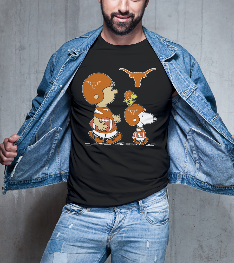 Texas Longhorns Football Peanuts Characters Helmet T-Shirt