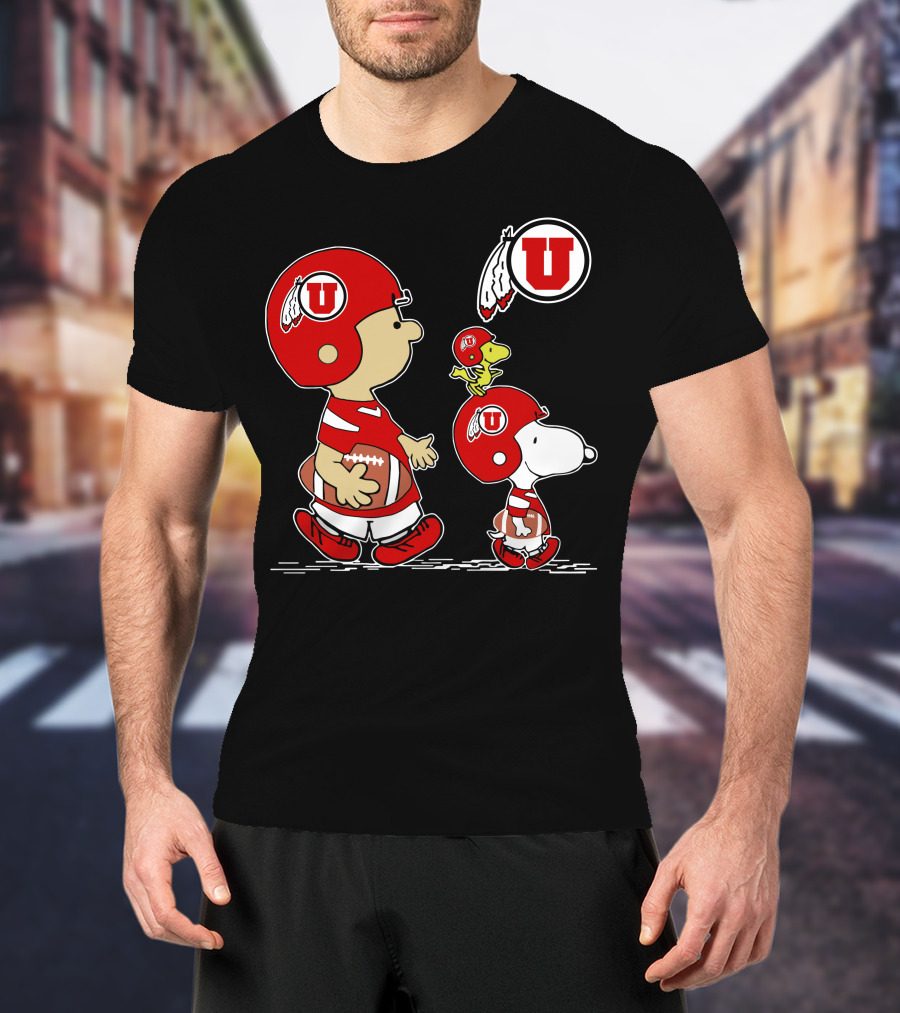 Utah Utes Snoopy Football Peanuts Gear T-Shirt