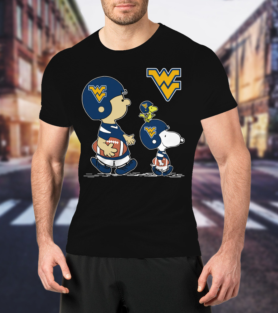 West Virginia Mountaineers Peanuts Football Characters T-Shirt