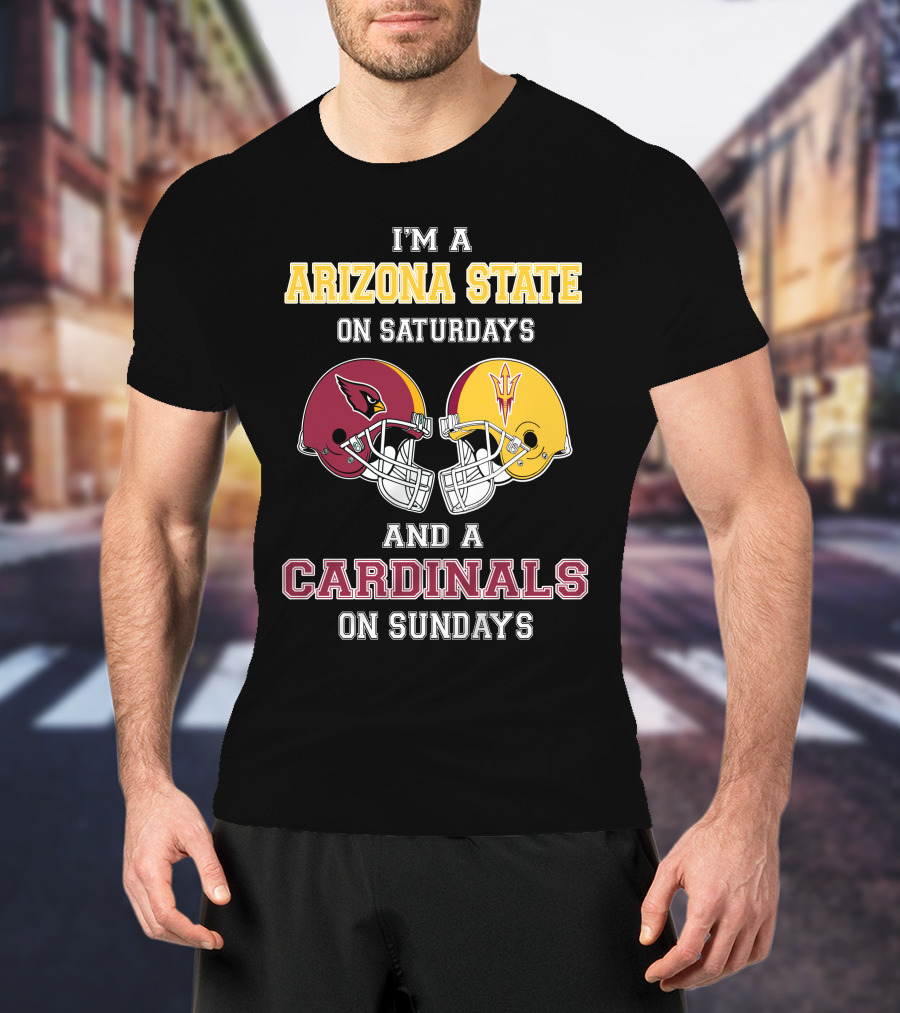Arizona State Saturdays Cardinals Sundays Football Fan Dual Loyalty T-Shirt