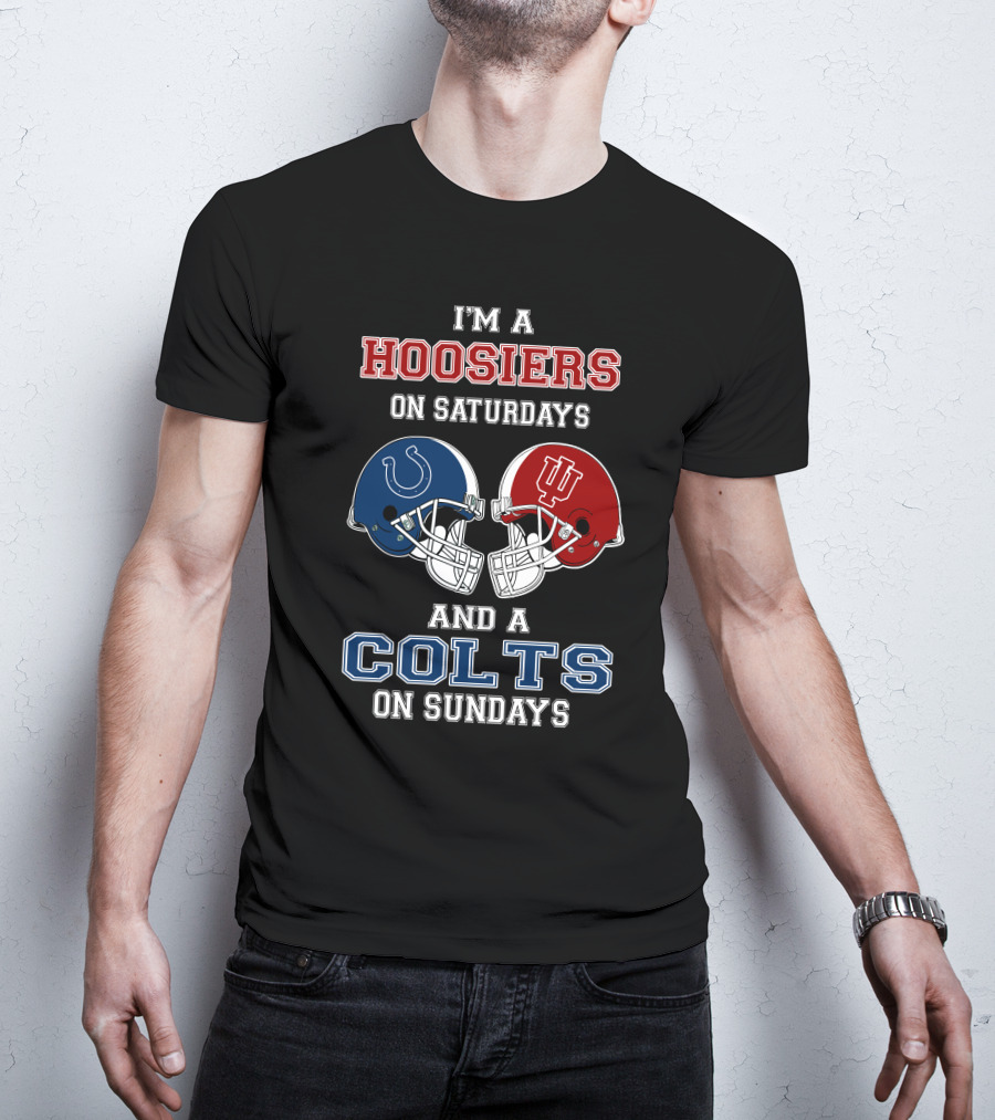 Hoosiers Saturdays Colts Sundays Football Helmets T-Shirt