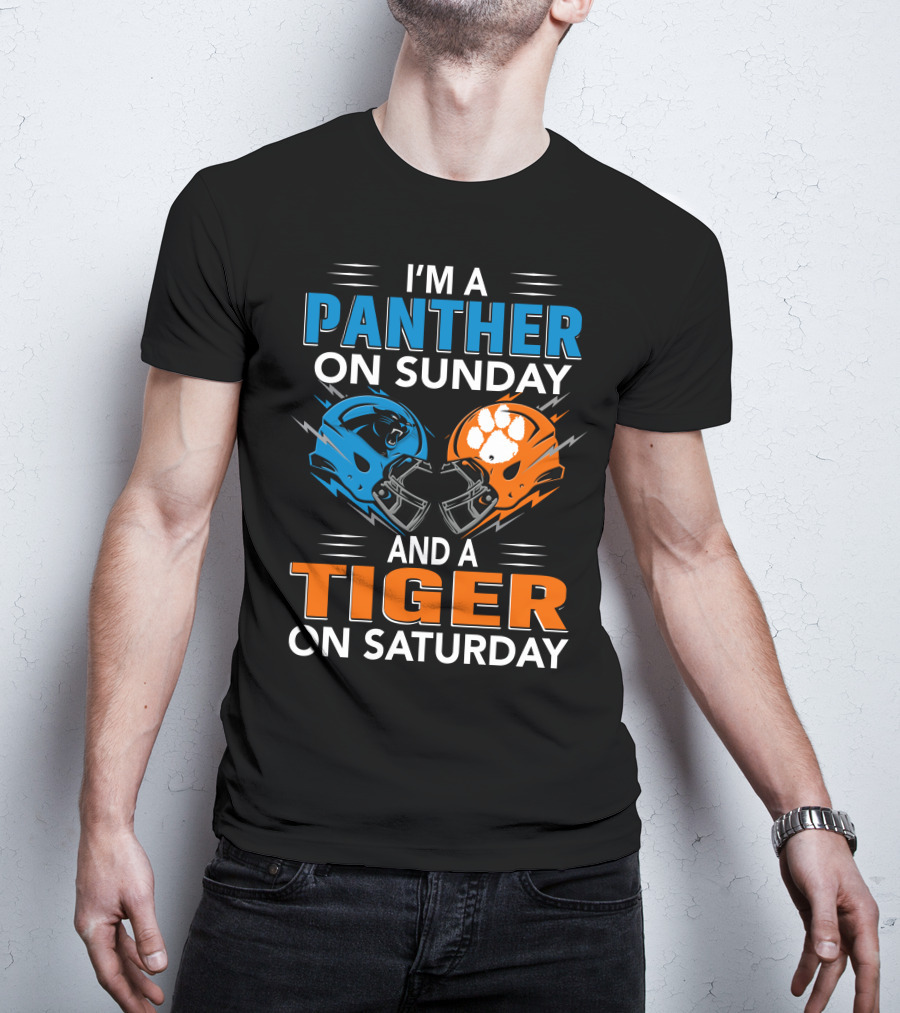 I'm A Panther On Sunday And A Tiger On Saturday Football Helmets T-Shirt