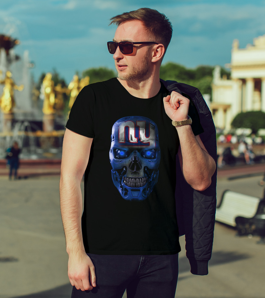 NY Giants Blue Skull Face T-Shirt