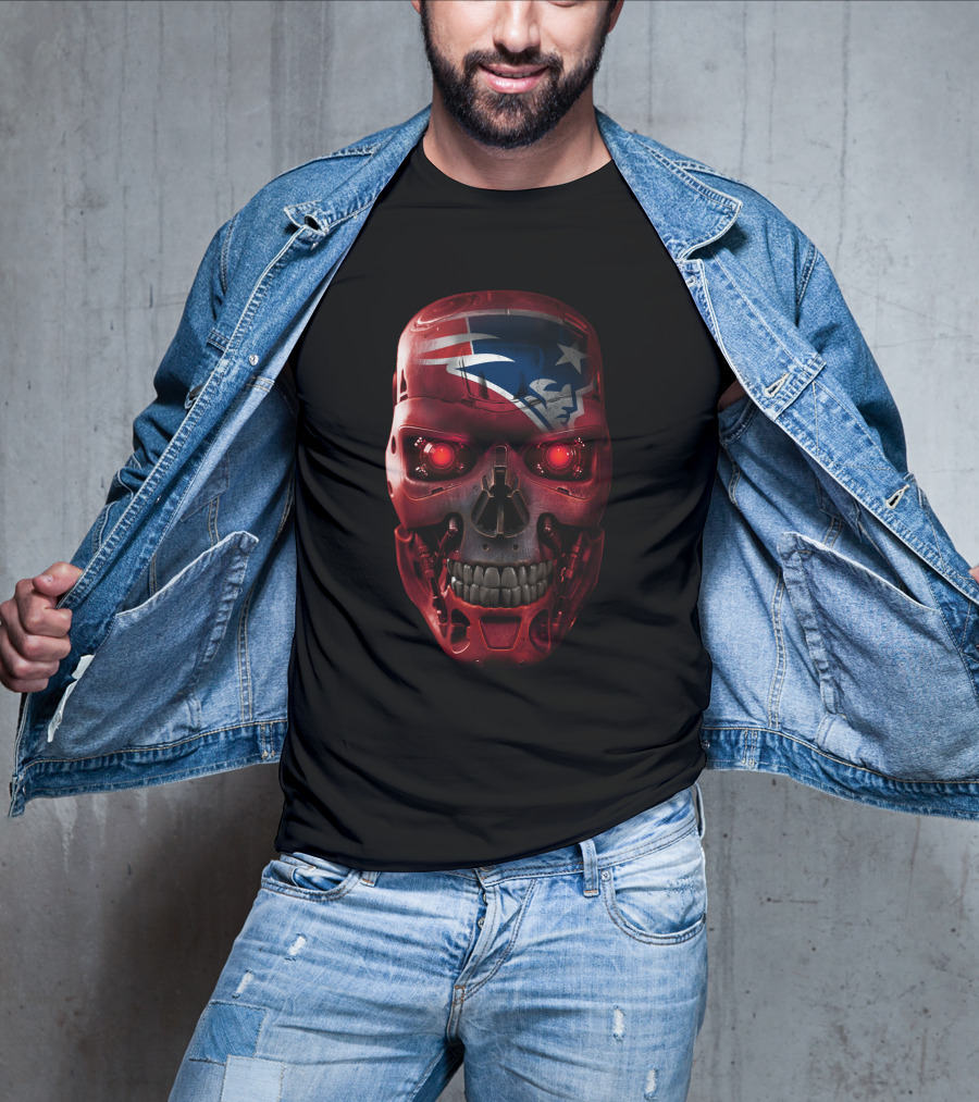 Skull Patriots Terminator Style Red Eyes T-Shirt