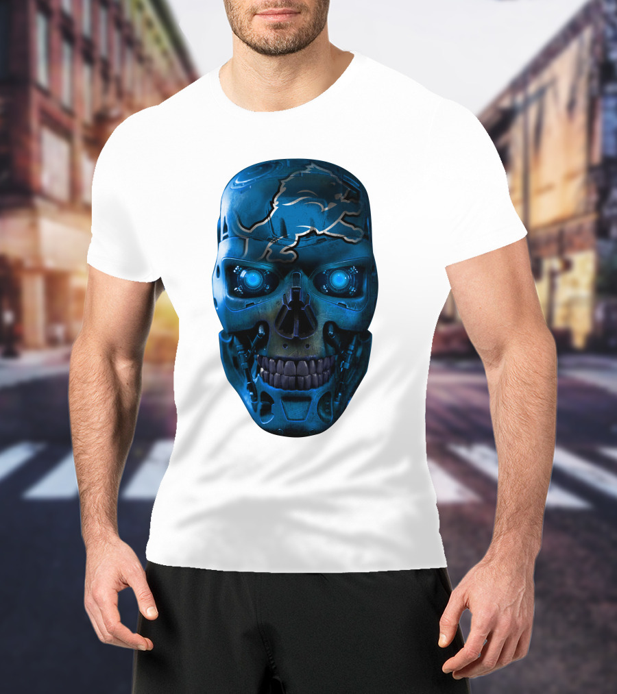 Detroit Lions Cyber Skull T-Shirt