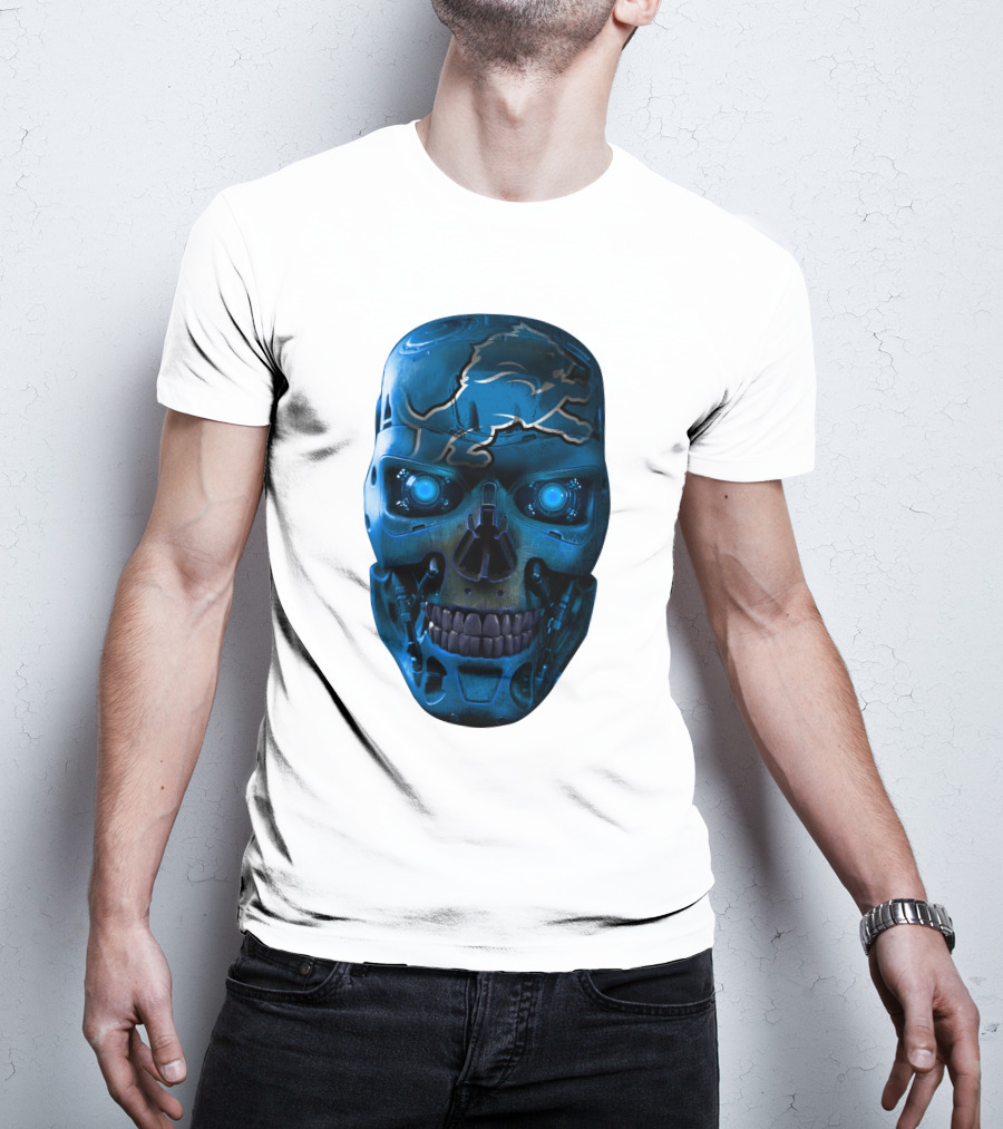 Detroit Lions Cyber Skull T-Shirt