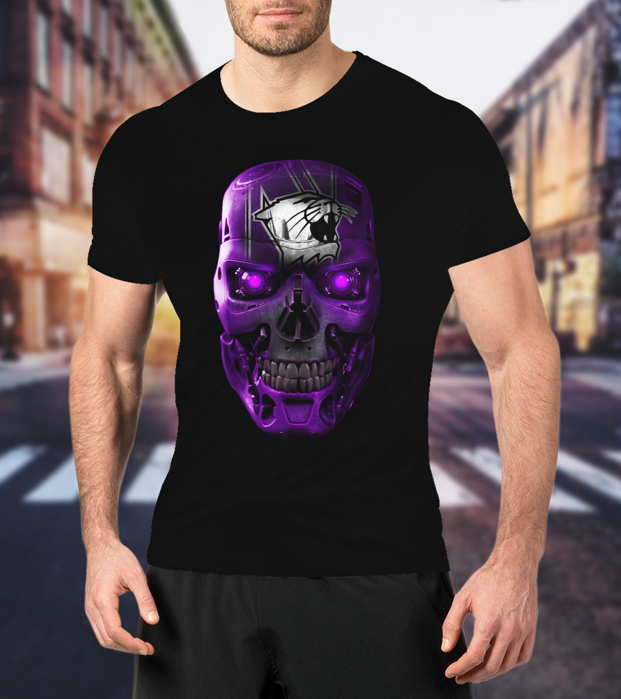 Northwestern Wildcats Skull Robot Face T-Shirt