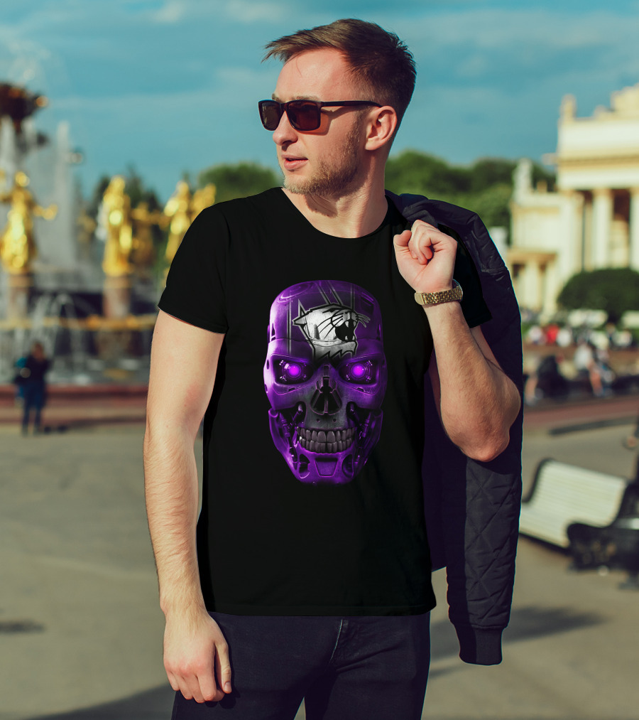 Northwestern Wildcats Skull Robot Face T-Shirt