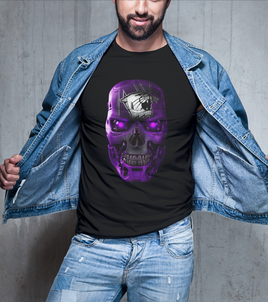 Northwestern Wildcats Skull Robot Face T-Shirt
