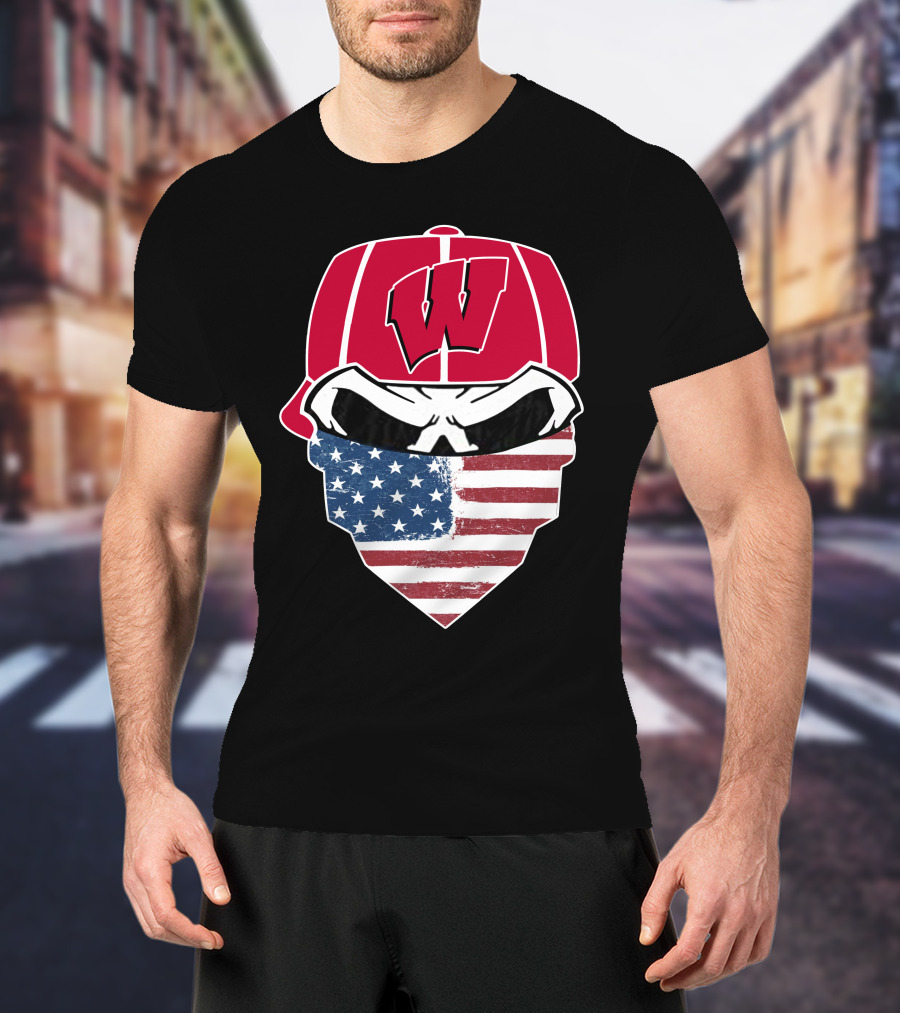 Badgers Skuls W Bandana American Flag T-Shirt