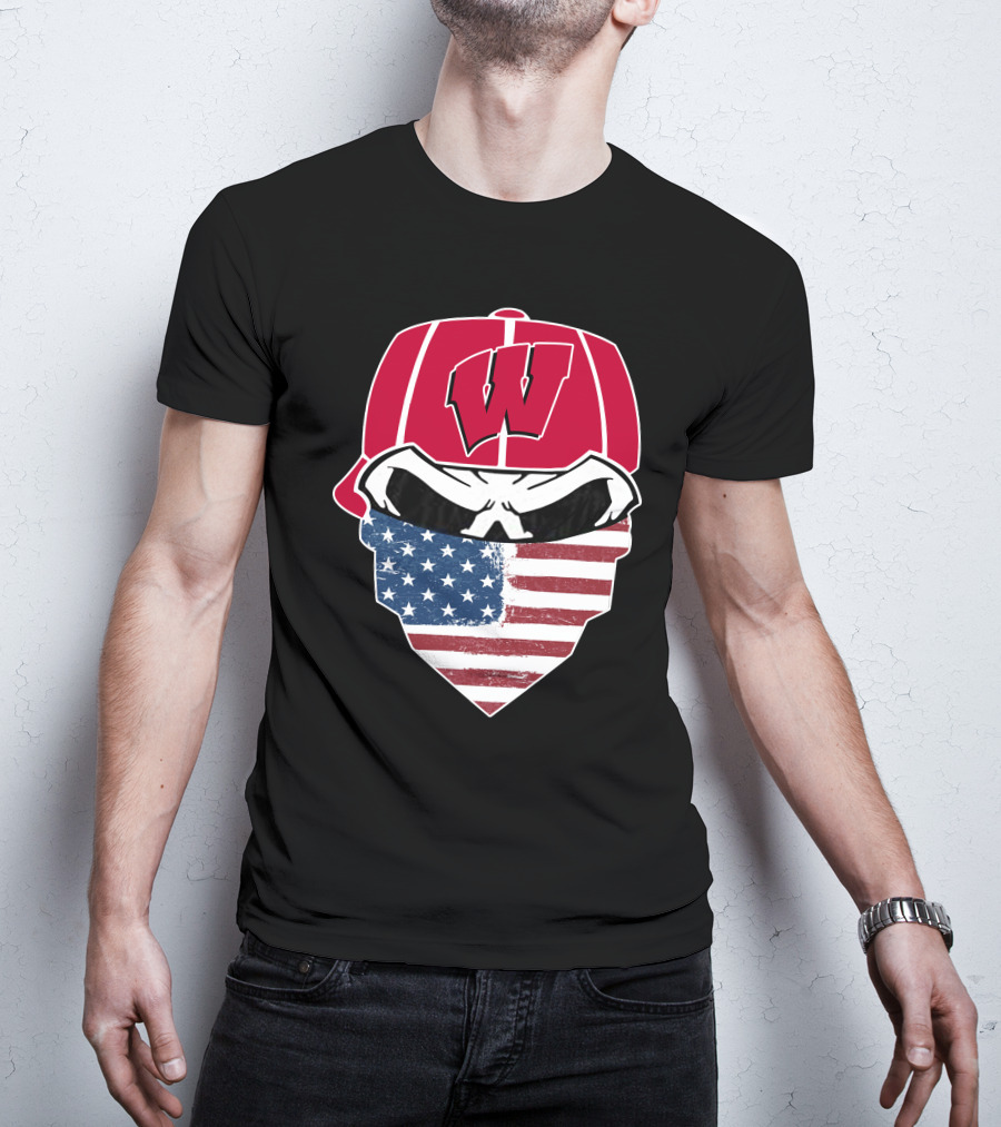 Badgers Skuls W Bandana American Flag T-Shirt