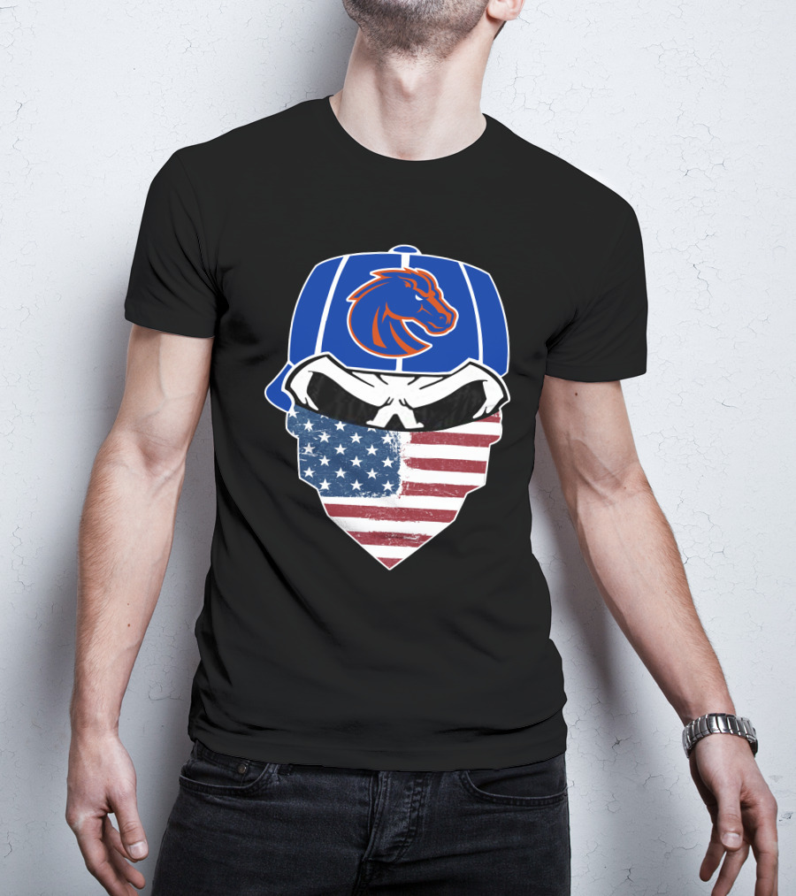 Boise State Skuls American Flag Bandana Broncos T-Shirt
