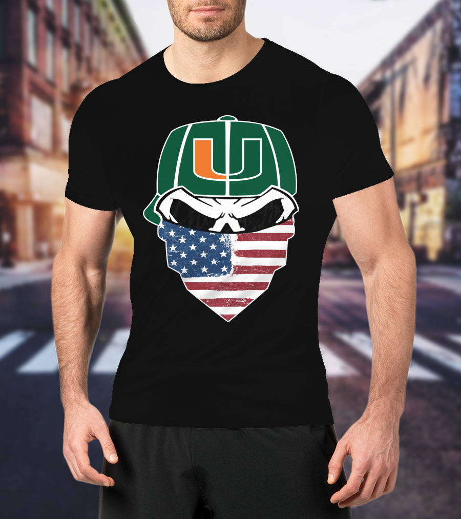 Hurricanes Skulls U American Flag Bandana T-Shirt