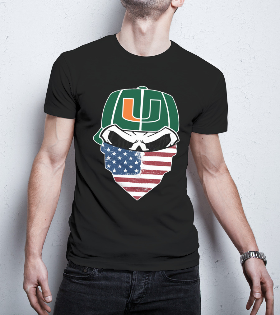 Hurricanes Skulls U American Flag Bandana T-Shirt