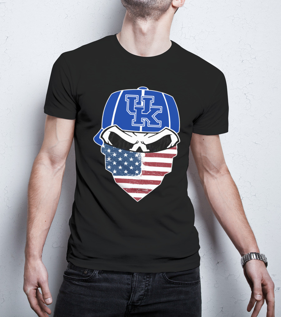 Kentucky Wildcats Skulls UK Flag Bandana Hat T-Shirt