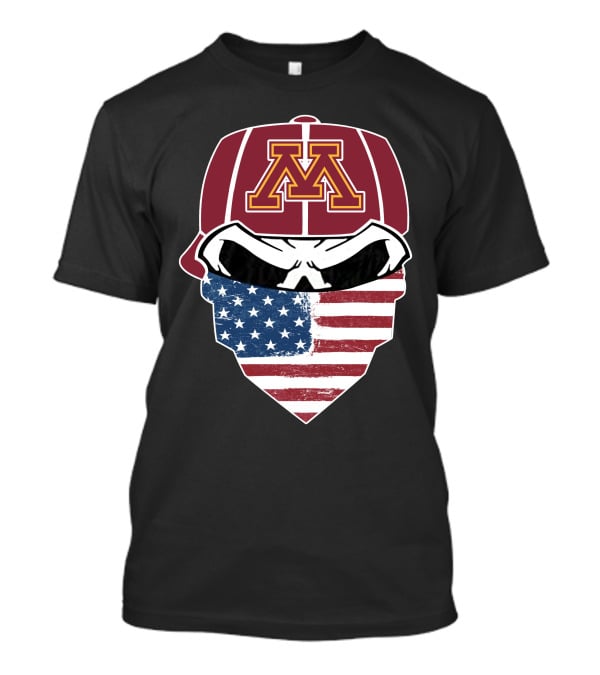 Minnesota Golden Skuls American Flag Skull Bandana M T-Shirt