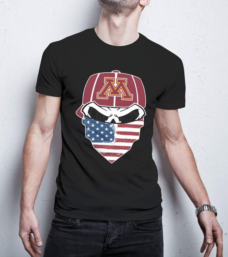Minnesota Golden Skuls American Flag Skull Bandana M T-Shirt