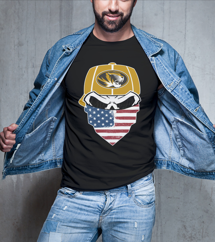 Missouri Tigers Skull American Flag Bandana T-Shirt