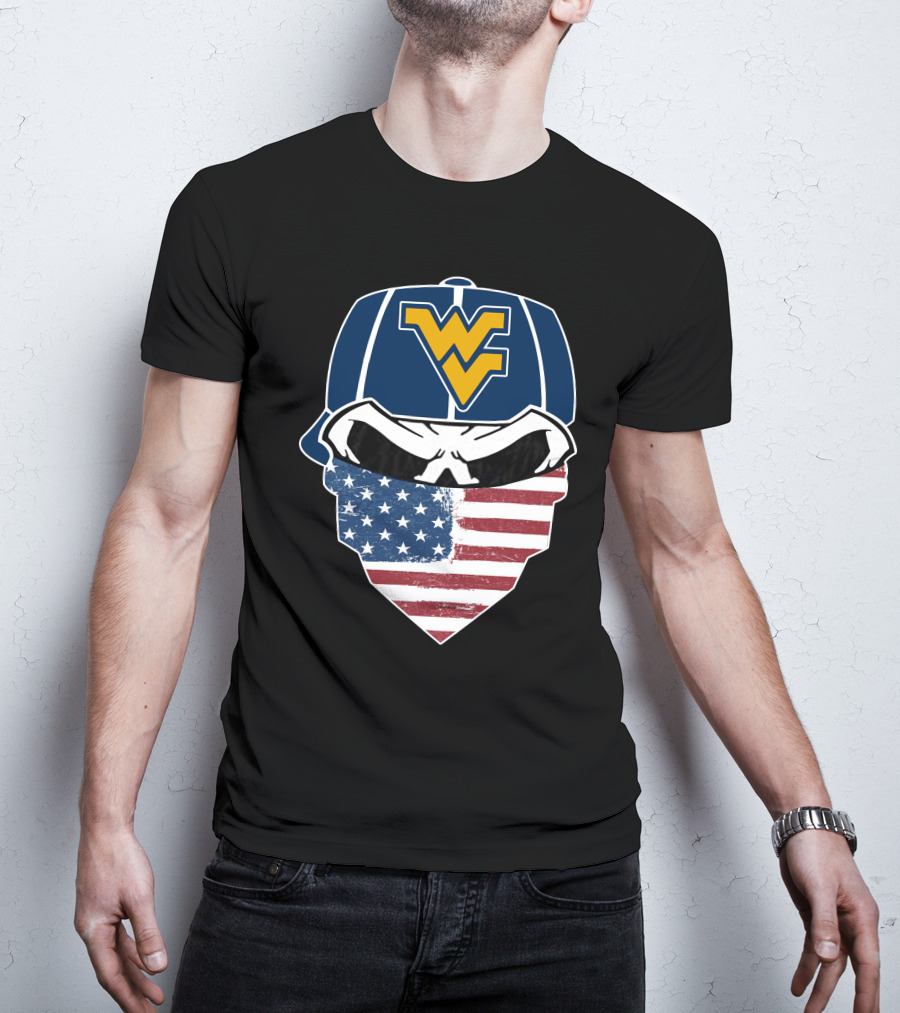 Mountaineers Skuls American Flag Bandana WV T-Shirt