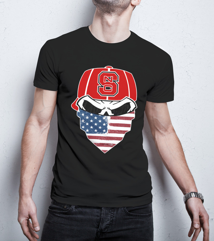 NC State Skuls American Flag Bandana Hat T-Shirt