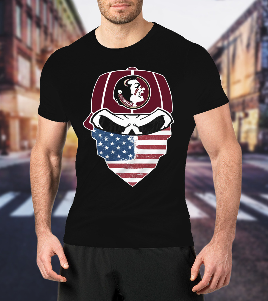 Seminoles Skulls Mask With American Flag And Tribal T-Shirt