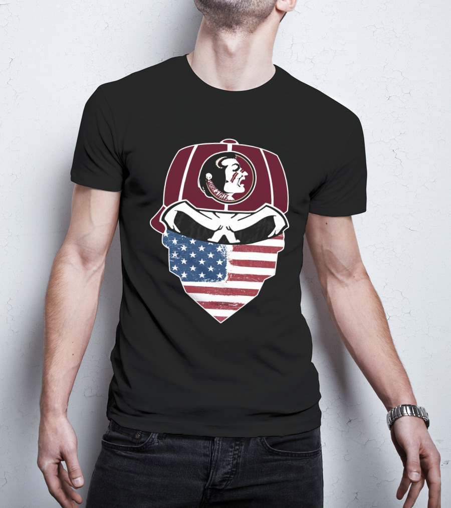 Seminoles Skulls Mask With American Flag And Tribal T-Shirt