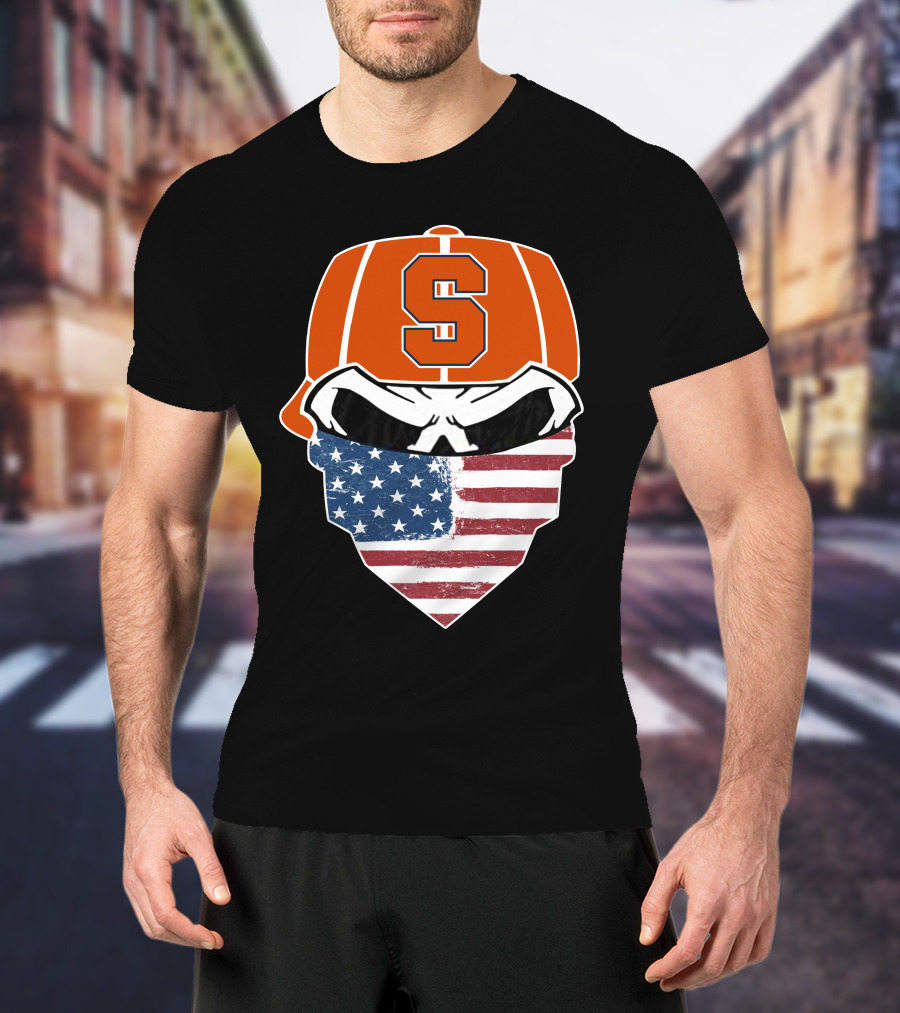 Syracuse Orange Skull American Flag T-Shirt