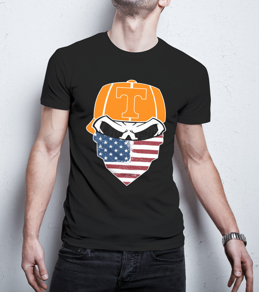 Tennessee Volunteer Skuls American Flag Bandana T-Shirt