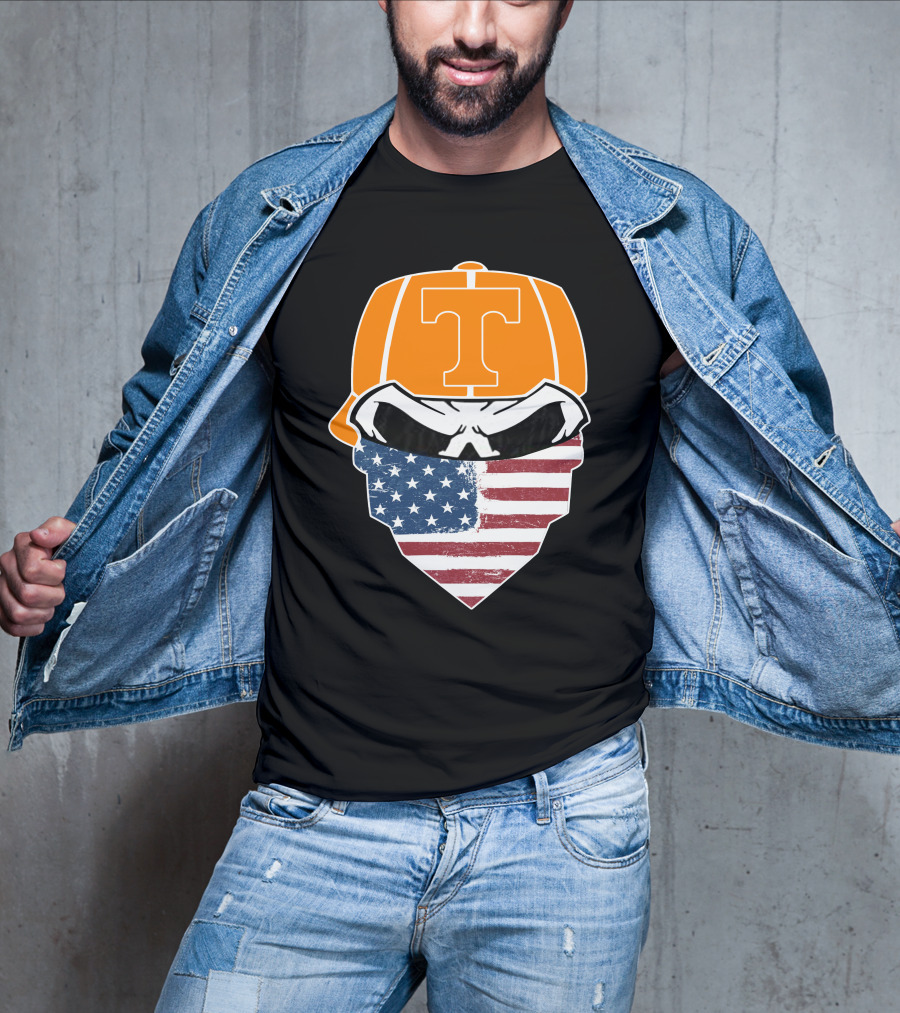 Tennessee Volunteer Skuls American Flag Bandana T-Shirt