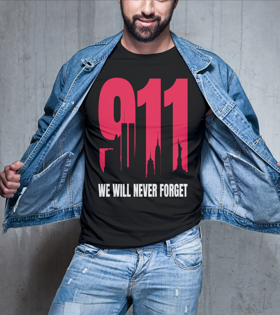 9.11 We Will Never Forget Patriot Day Skyline T-Shirt