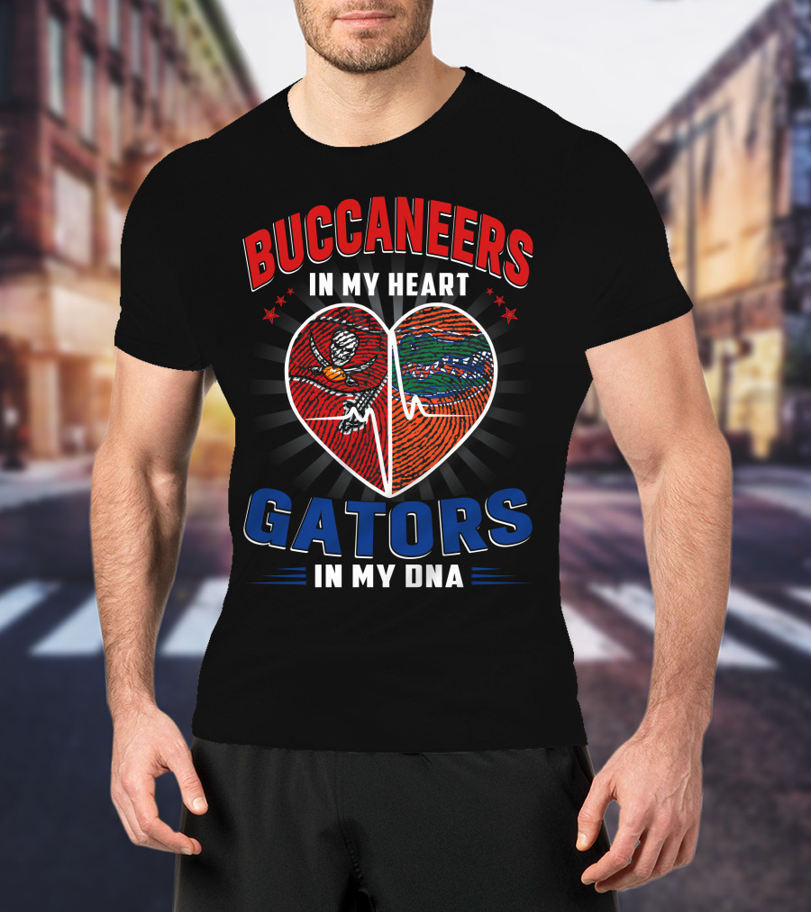 Buccaneers In My Heart Gators In My DNA Football Florida Passion T-Shirt