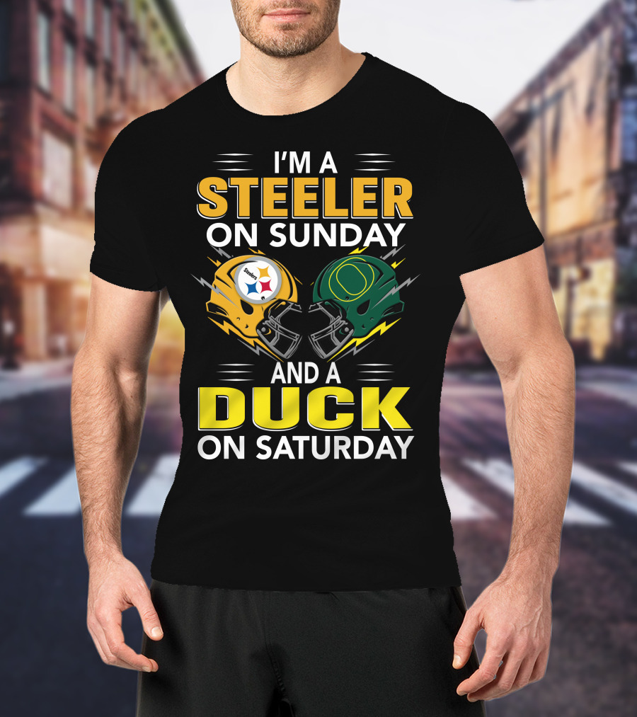 I'm A Steeler On Sunday And A Duck On Saturday Football Helmets T-Shirt