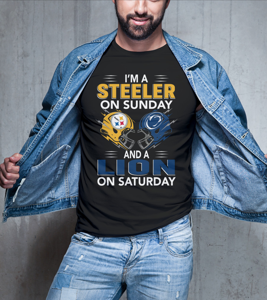 Steeler On Sunday Lion On Saturday Football Helmets T-Shirt
