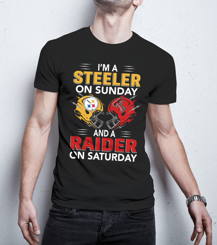 I'm A Steeler On Sunday And A Raider On Saturday Football Helmets T-Shirt