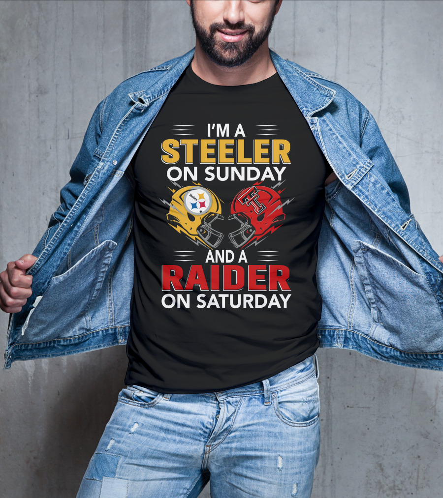 I'm A Steeler On Sunday And A Raider On Saturday Football Helmets T-Shirt